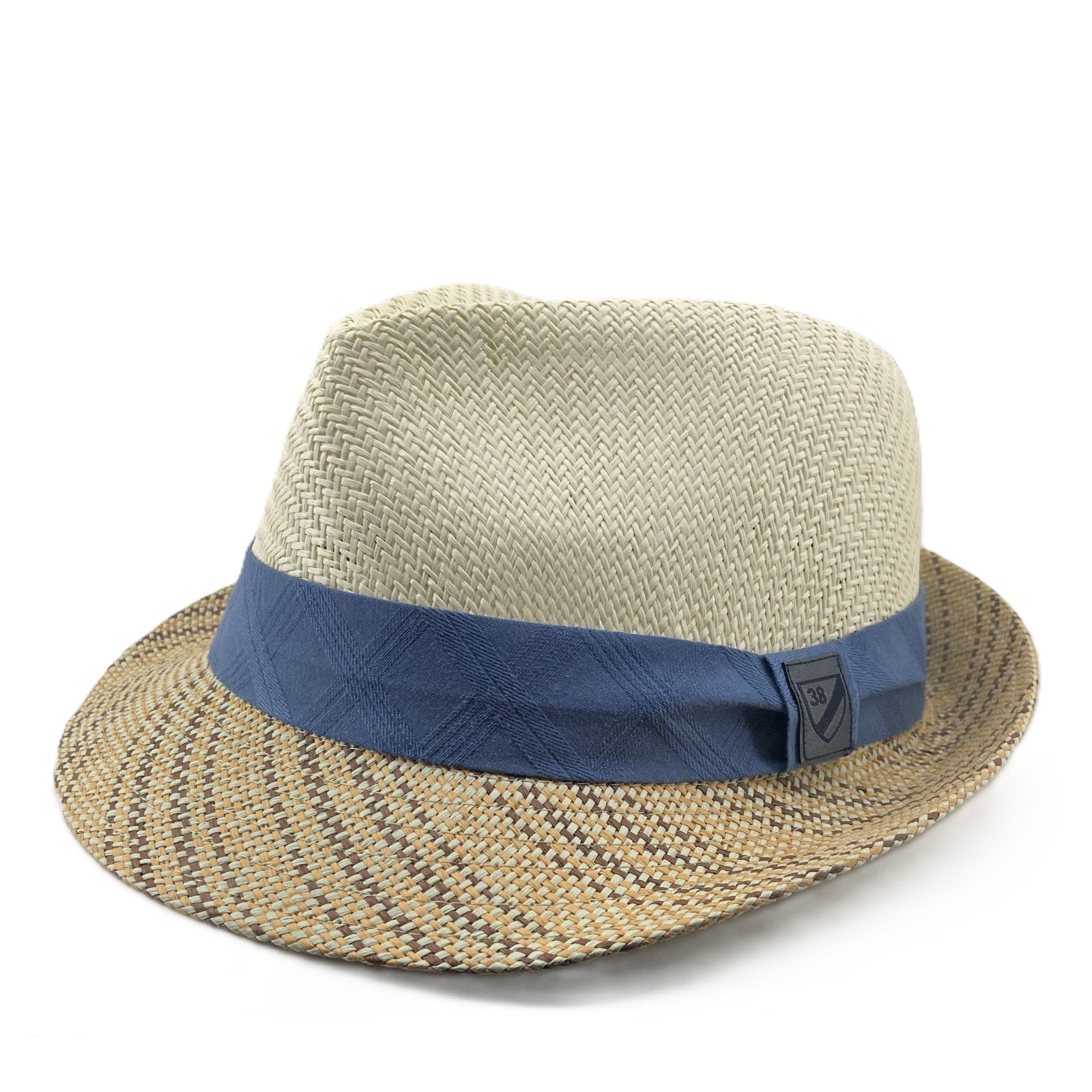 Cremieux Straw Fedora Hat Men's L/XL Two-Tone Patterned