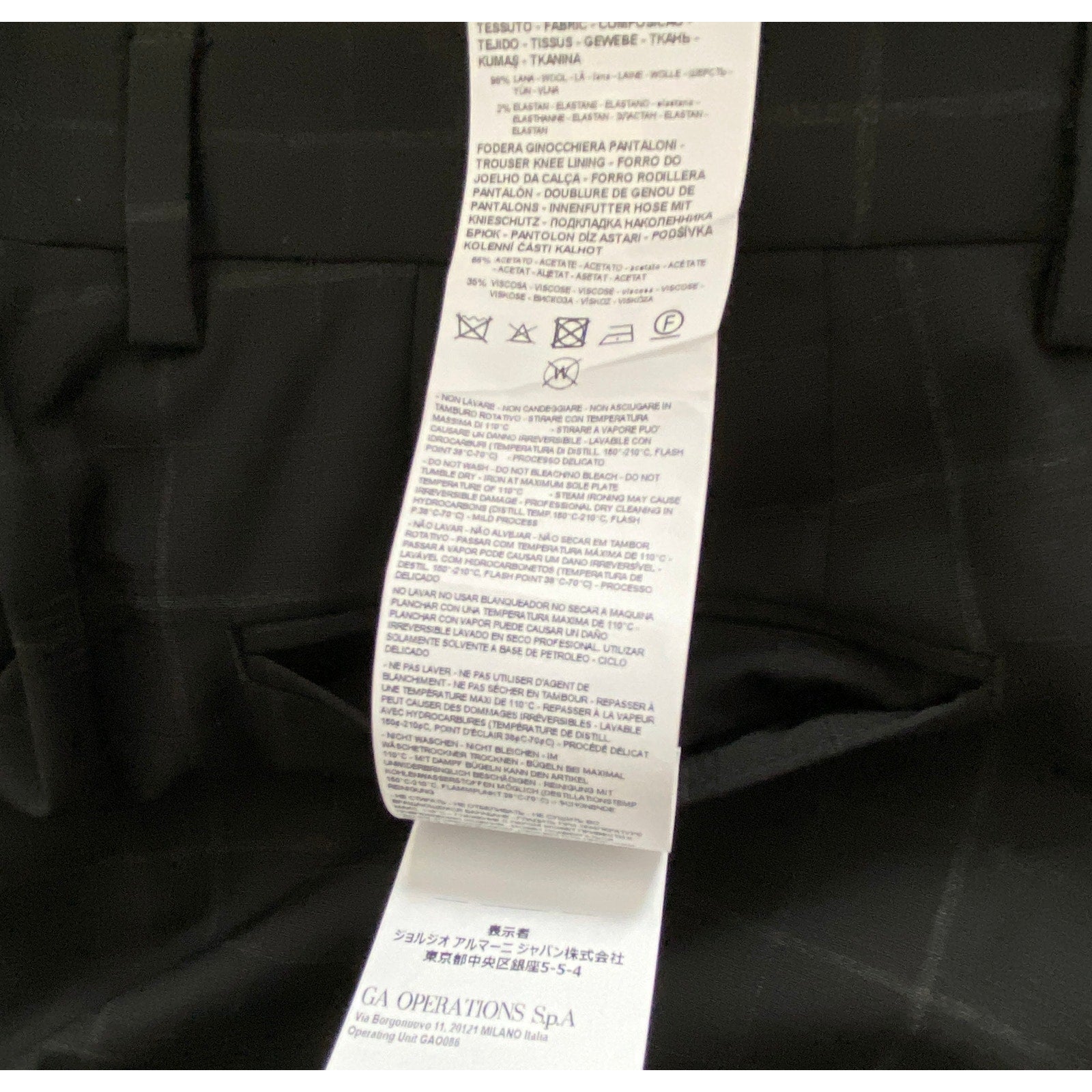 Armani Exchange Pants Men's 32x31 Slim Fit Suit Pant Wool Black Window Pane