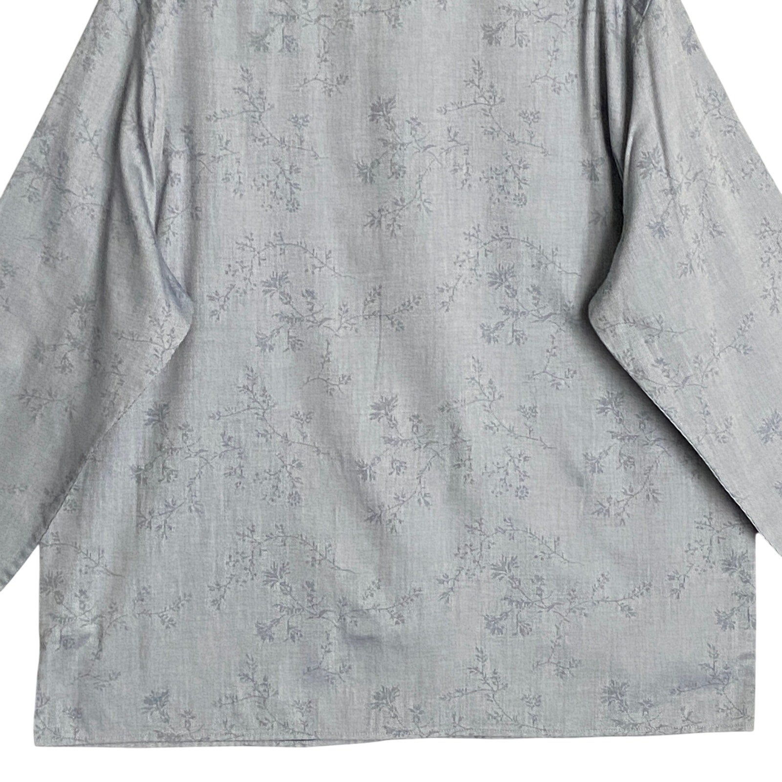 Perry Ellis Shirt Men's XXL Long Sleeve Button Up Shirt Grey Floral Pattern