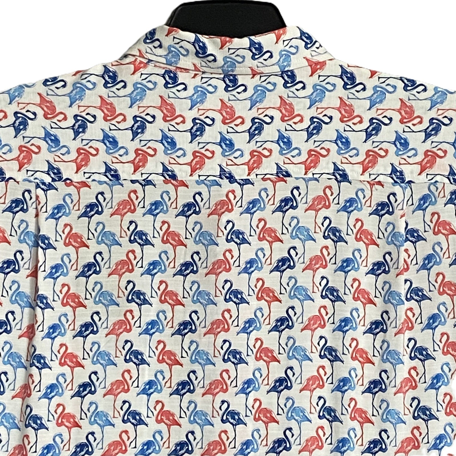 Tommy Bahama Shirt "The Veracruz Cay Flamingo Mingle" Men's Large White