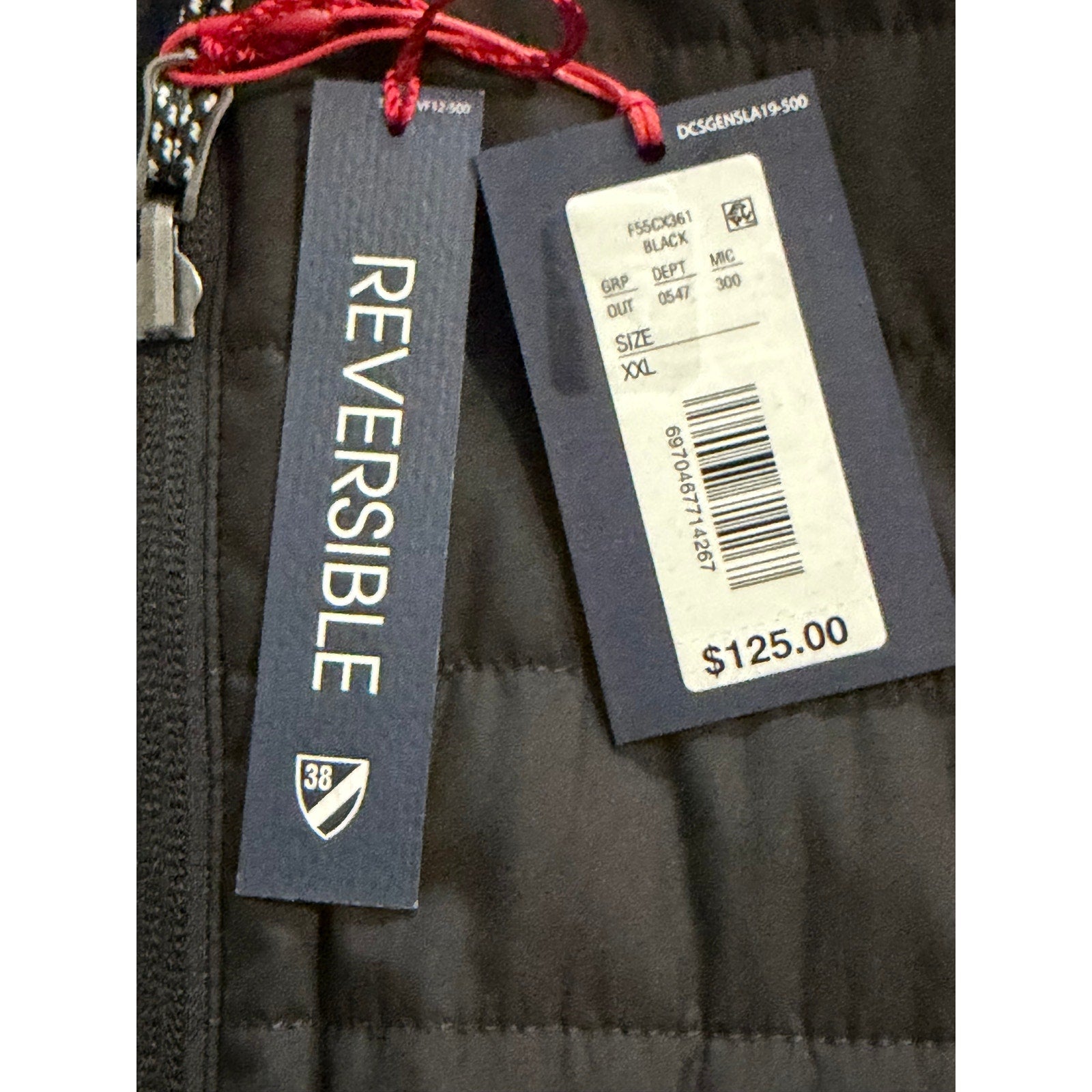 Daniel Cremieux Reversible Vest Men's XXL Full Zip Mock Neck Black Grey