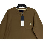 Psycho Bunny Henley T-Shirt Men's Medium Long Slv Chest Pocket Dusky Green