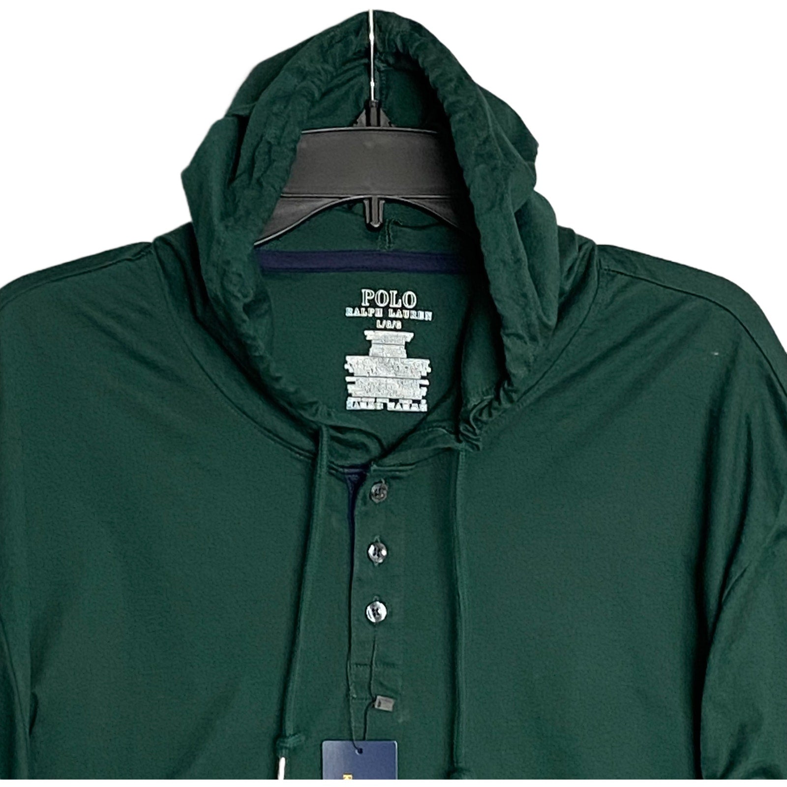 Polo Ralph Lauren Hoodie Men's Large T-Shirt Hoodie Button Drawstring Green