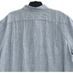 Michael Kors Shirt Men's XXL Classic Fit Linen Short Sleeve Blue Pinstripe