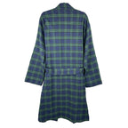Club Room Men's Robe Size L/XL Plaid Shawl Collar Flannel Robe Navy/Green