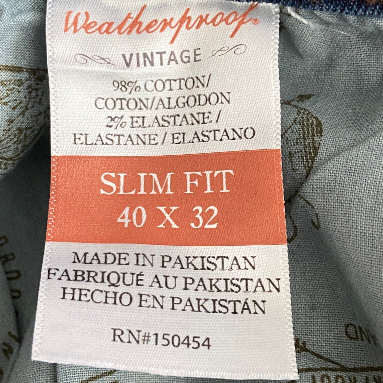 Weatherproof Vintage Men's 40x32 Slim Fit Vintage Soft-Lux Blue Denim Jeans