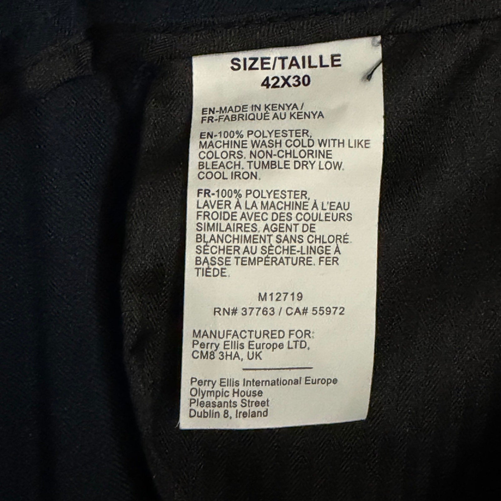 Perry Ellis Portfolio Pants Men's 42"x30" Dress Pants Modern Fit Dark Blue