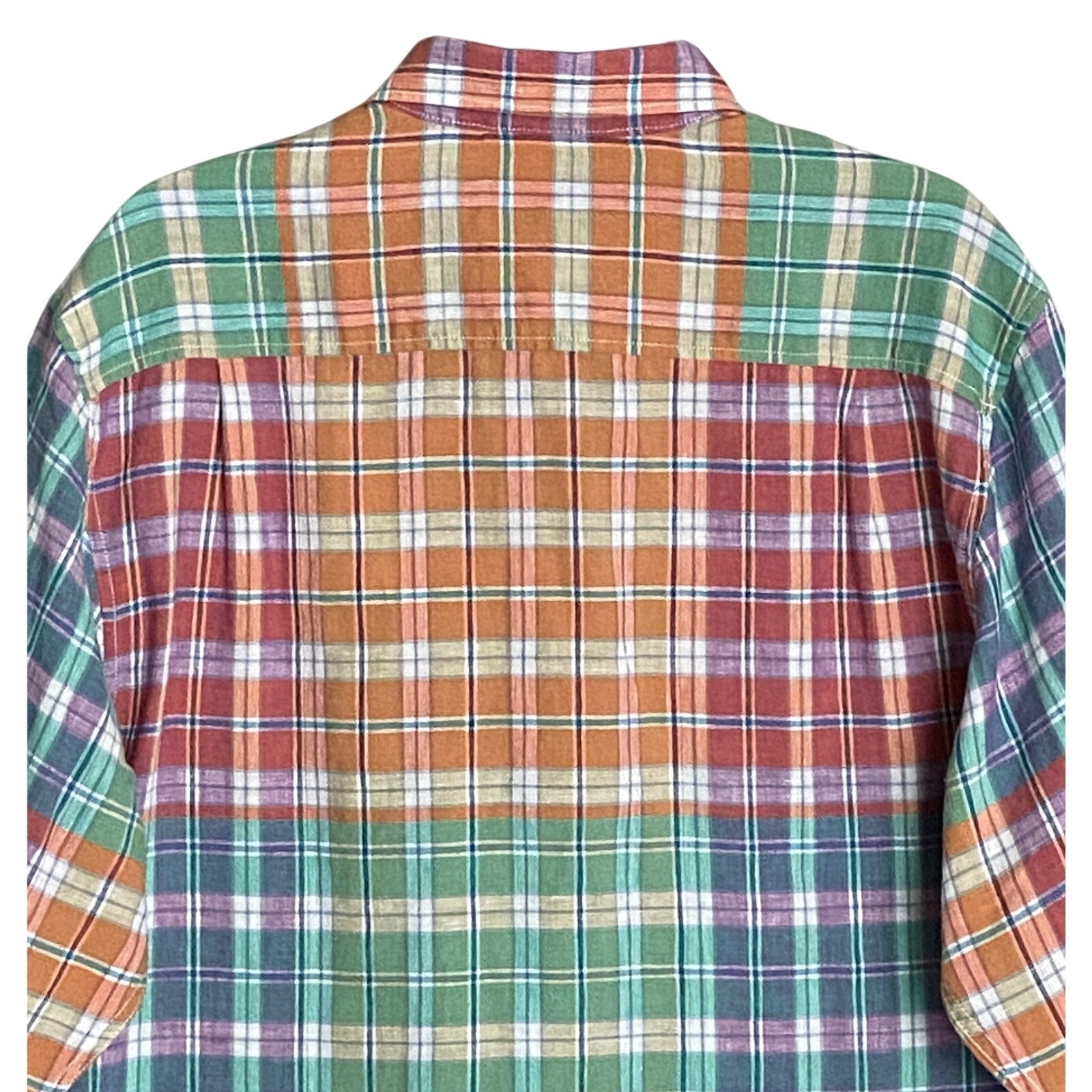 Tommy Bahama Shirt Men's Medium "Barbados Breeze Stretch" Plaid Linen Blend