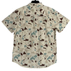 prAna Stimmersee Shirt Men's Large Slim Fit Short Sleeve Almond Geo
