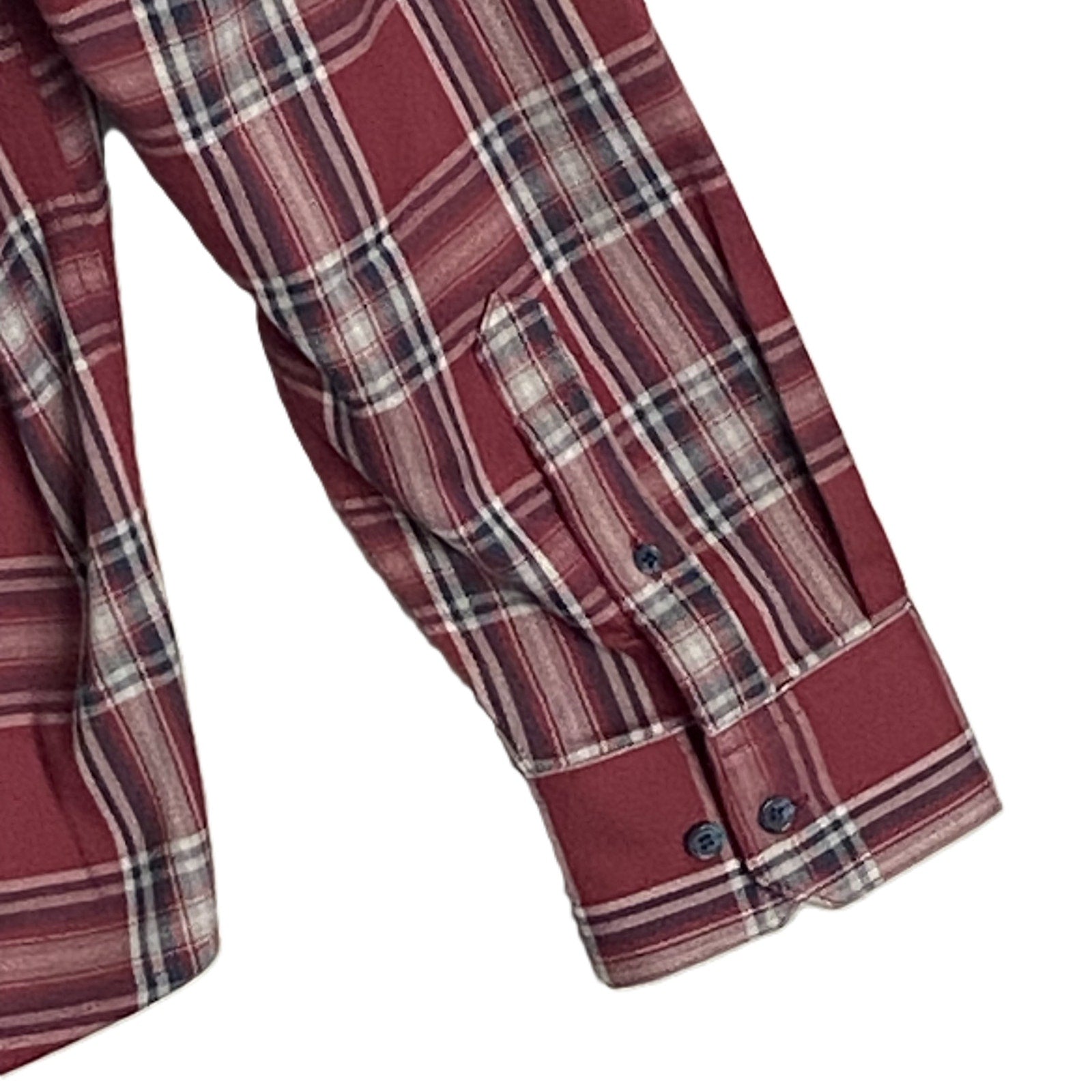 Mizzen+Main Men's XXL Trim Fit City Flannel Twill Shirt Burgundy Plaid