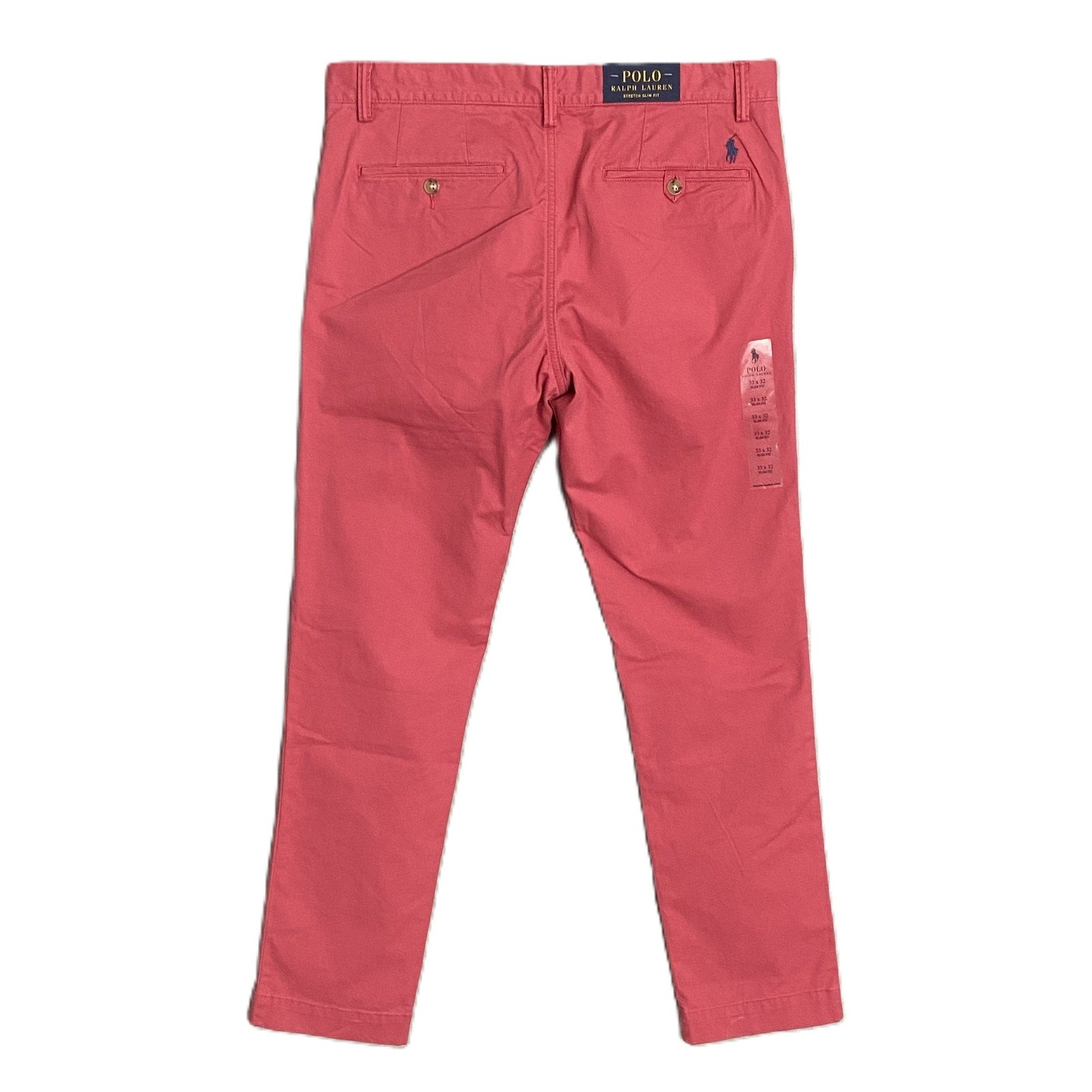 Polo Ralph Lauren Pants 33"x32" Slim Fit Chino Stretch Cotton Twill Red NEW