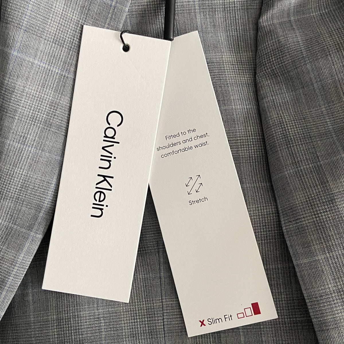 Calvin Klein Suit Jacket Men's 40R Xtra Slim Fit Wool Blend Light Grey Plaid