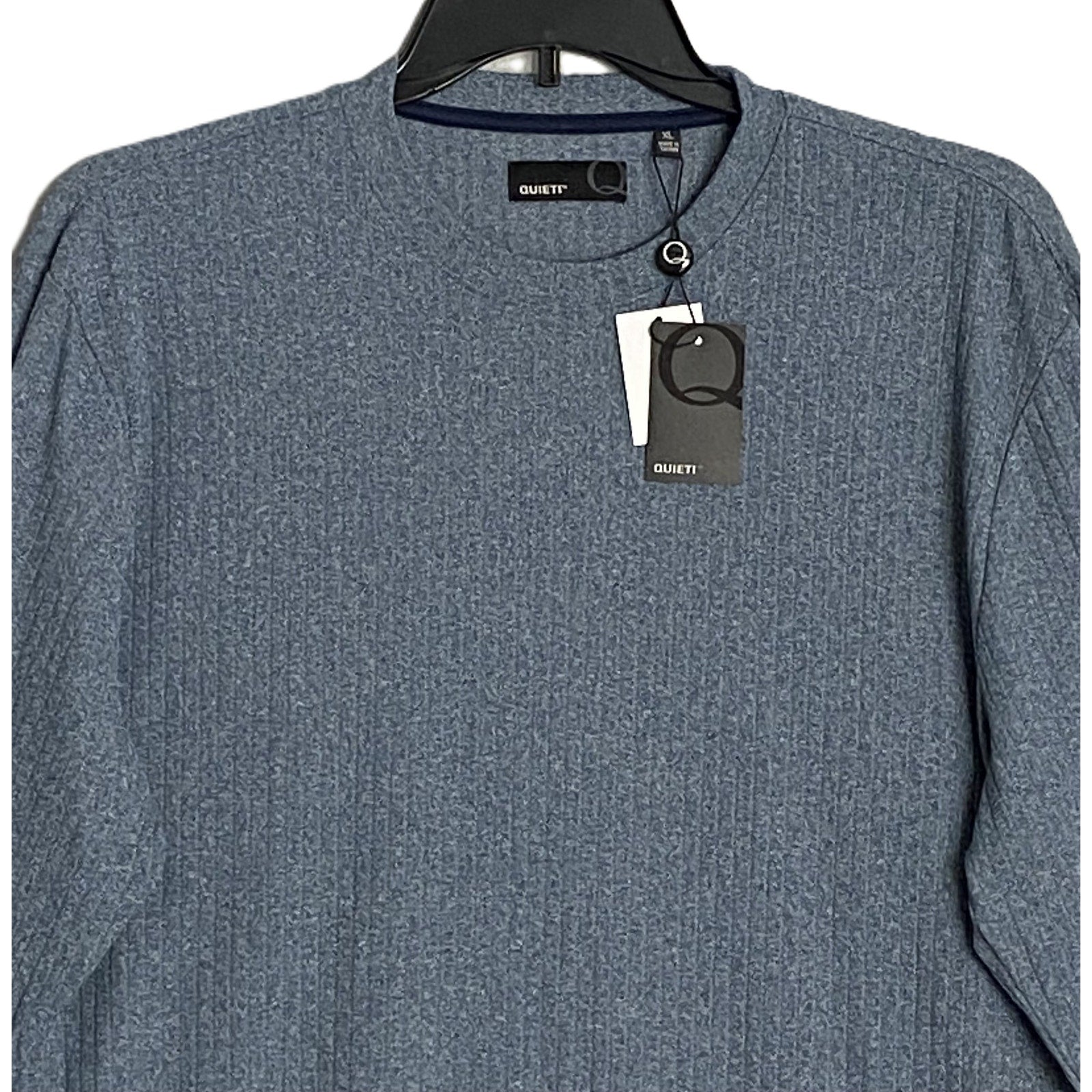 Quieti Long Sleeve T-Shirt Men's XL Crew Neck Stretch Fabric Blue Heather