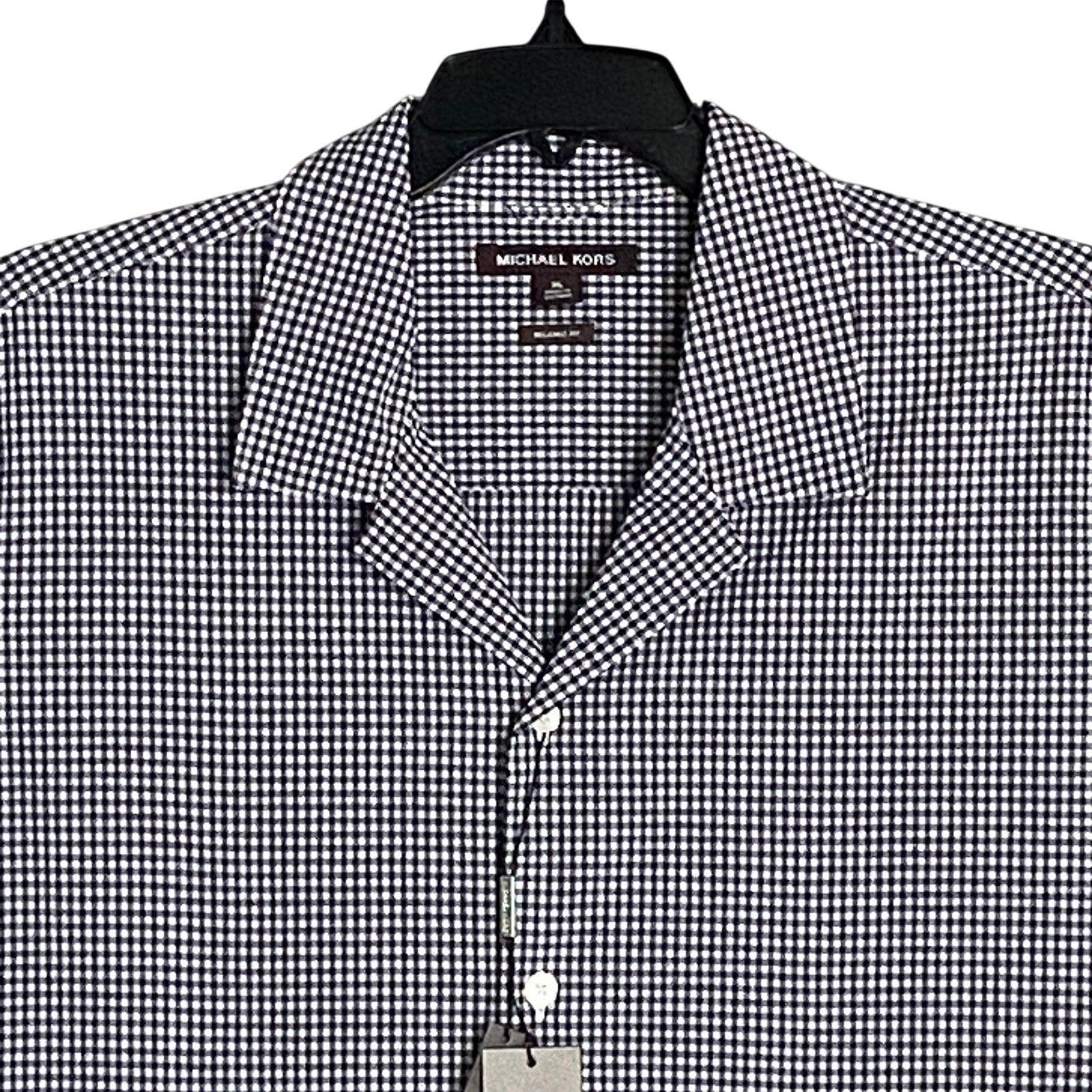Michael Kors Shirt Men's XL Casual Short Sleeve Shirt Black & White Gingham