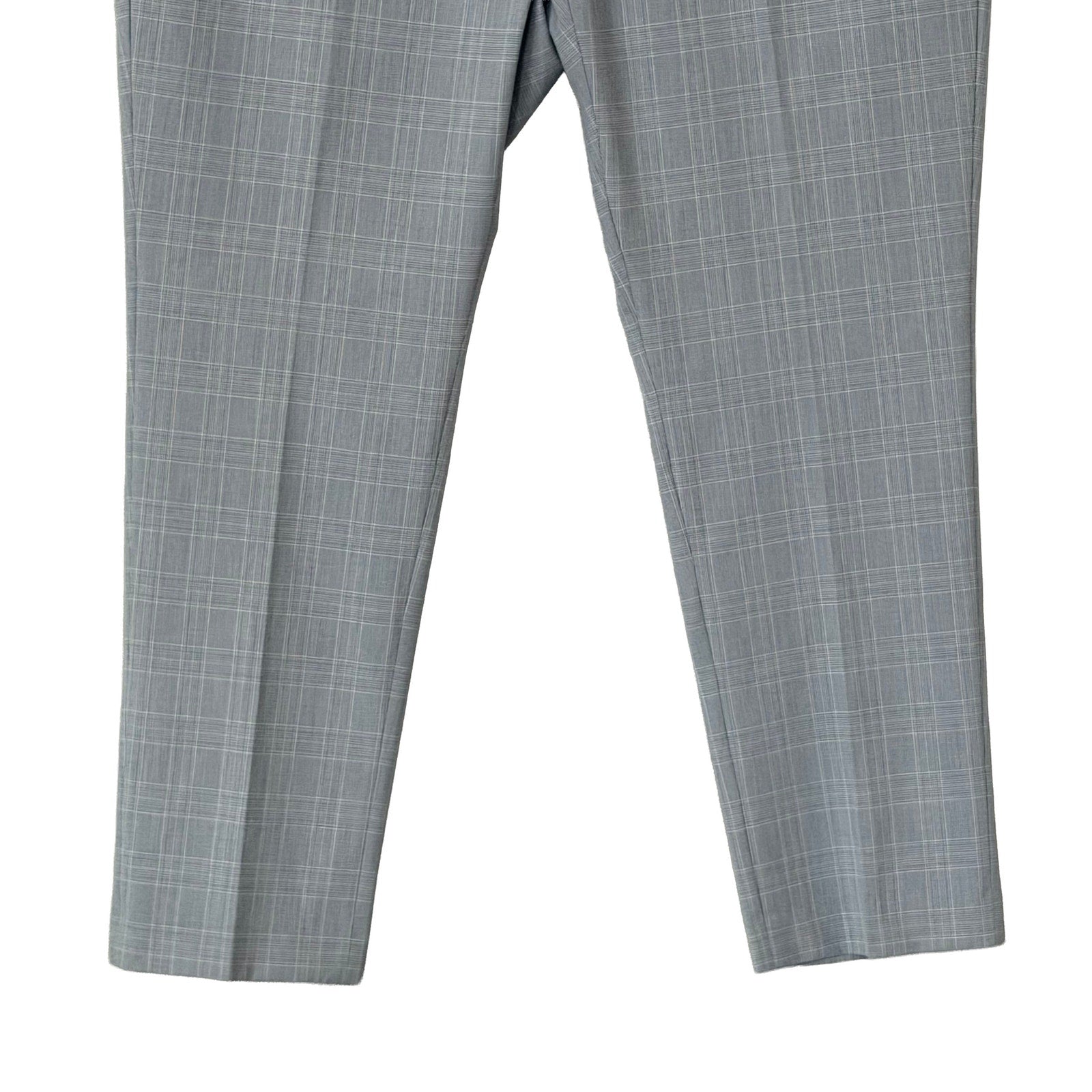 Calvin Klein Dress Pant Men's 42"x30" Slim Fit Flat Front Stretch Blue Plaid