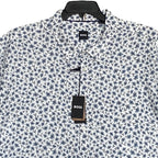 Boss Shirt Men's 5XL Big & Tall Short Sleeve Stretch Linen Shirt Blue Floral