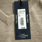 Hart Schaffner Marx Sweater Men's 2XT Big & Tall V-Neck Merino Wool Oatmeal