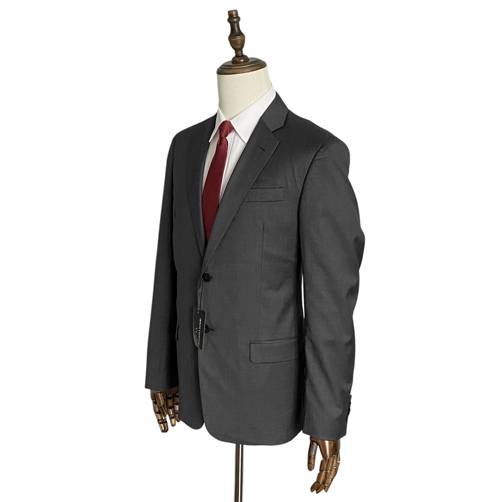 Armani Exchange Suit Jacket Men's 40 Regular Wool Solid Grey NEW
