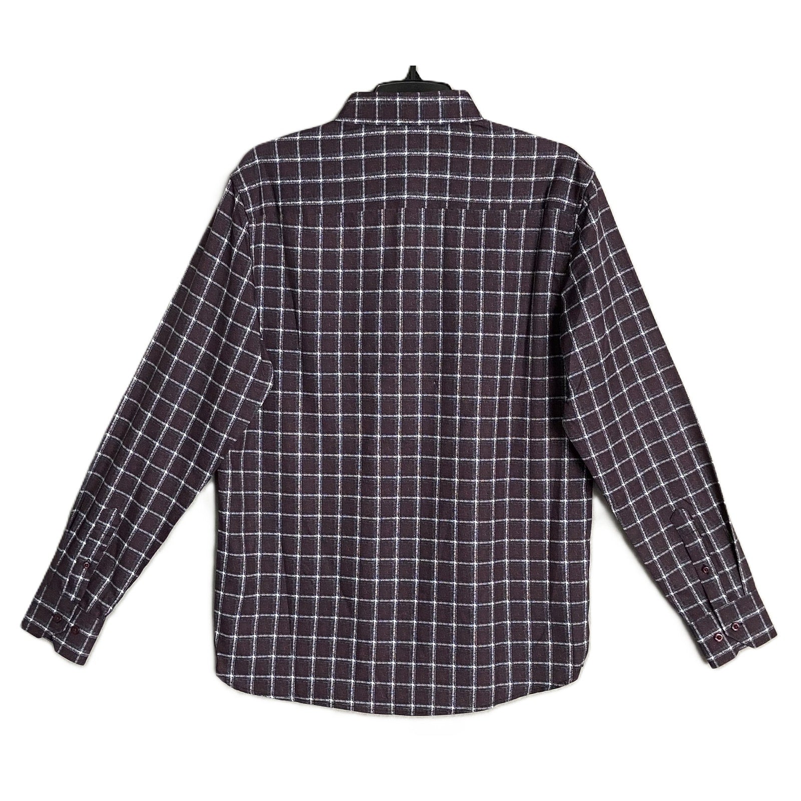 Visconti Black Casual Shirt Men's Small Italian Fabric Stretch Burgundy