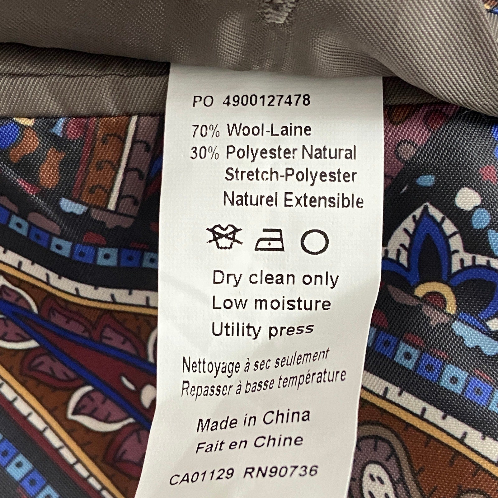 Tallia Suit Jacket Men's 42 Long Stretch Wool Blend Cream/Brown Plaid