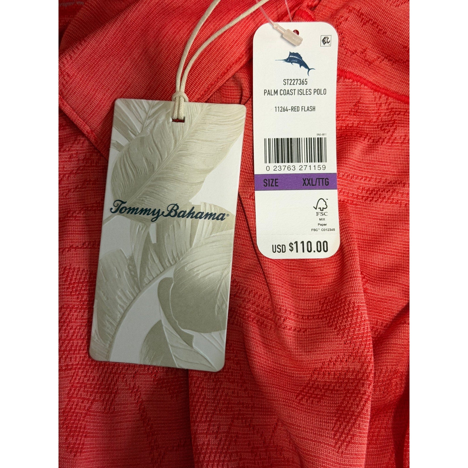 Tommy Bahama Shirt Men's XXL "Palm Coast Isles" Polo Shirt Red Flash