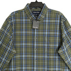 Mizzen+Main Men's XL Trim Fit City Flannel Twill Shirt Olive Thomas Plaid