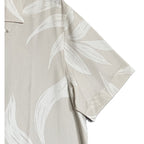 Bugatchi Shirt Men's XXL Classic Fit Camp Collar Short Sleeve Almond Leaf