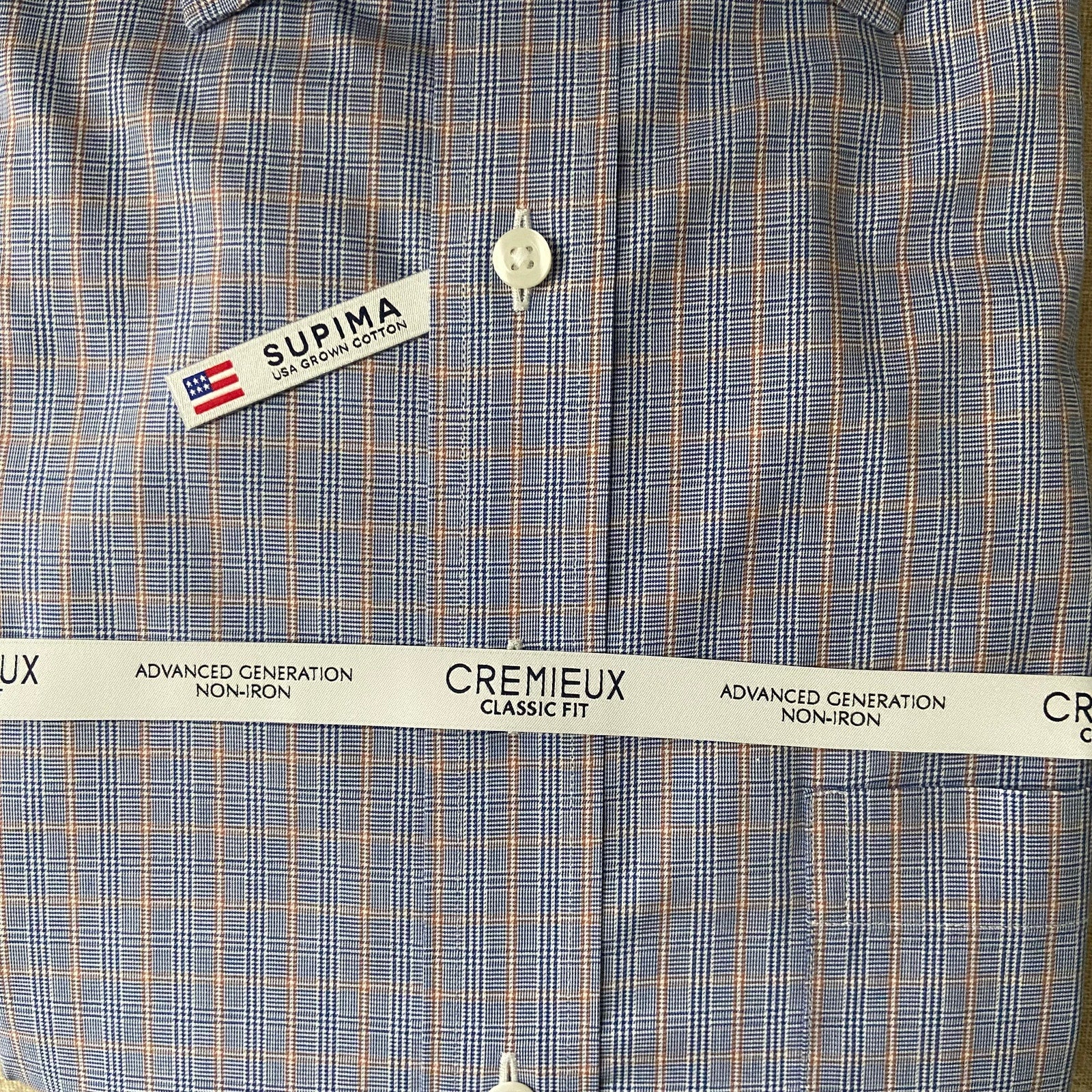 Daniel Cremieux Dress Shirt Men's 17-36 CLassic Fit Supima Cotton Blue Check