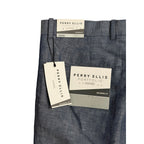 Perry Ellis Portfolio Pants Men's 32"x32" Modern Fit Linen Blend Blueprint