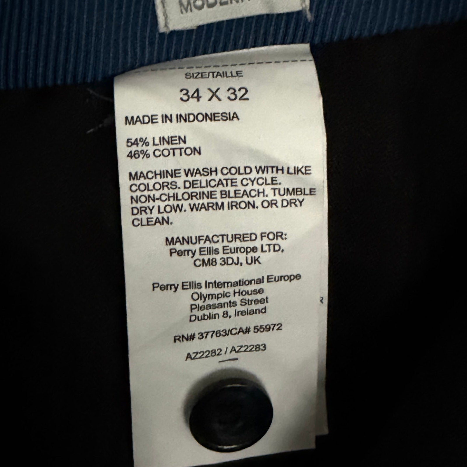 Perry Ellis Portfolio Pants Men's 34"x32" Modern Fit Linen Blend Blueprint