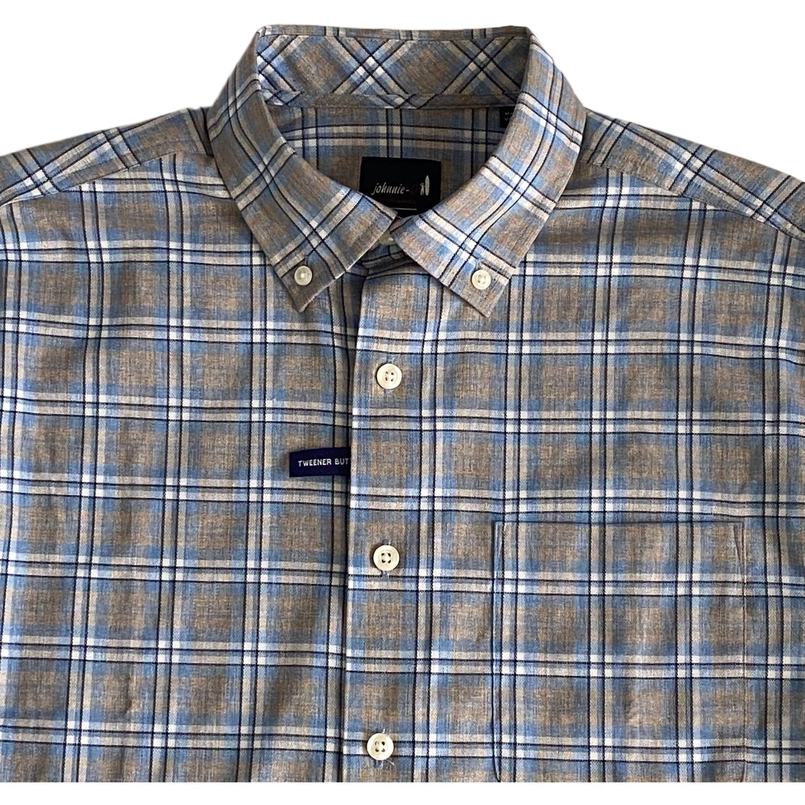Johnnie-O Shirt Men's Small Long Sleeve Button Down Blue & Gray Plaid