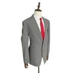 Tayion Men's 44L Suit Jacket Acontour Lined Stretch Fabric Grey Stripe