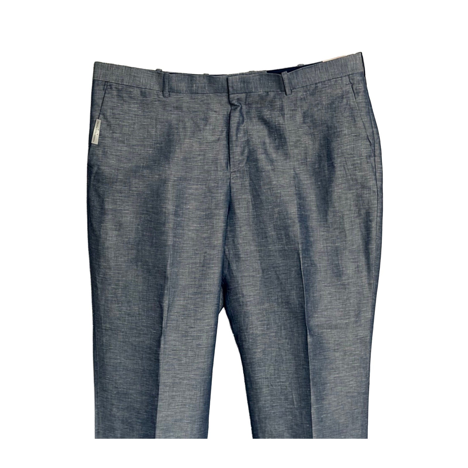 Perry Ellis Portfolio Pants Men's 40"x32" Modern Fit Linen Blend Blueprint