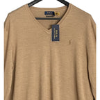 Polo Ralph Lauren Men's XXL V-Neck Sweater Merino Wool Brown