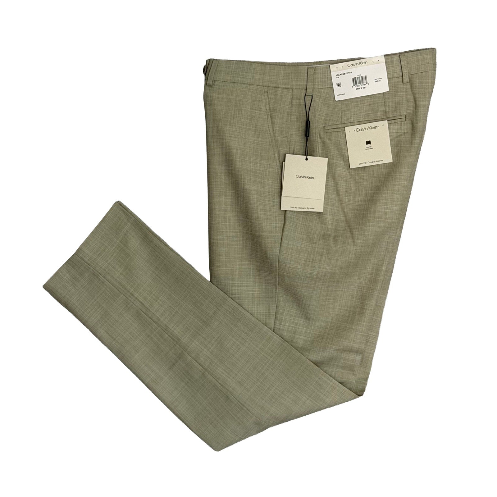 Calvin Klein Dress Pant Men's 34"x32" Slim Fit Jace Flat Front Stretch Taupe