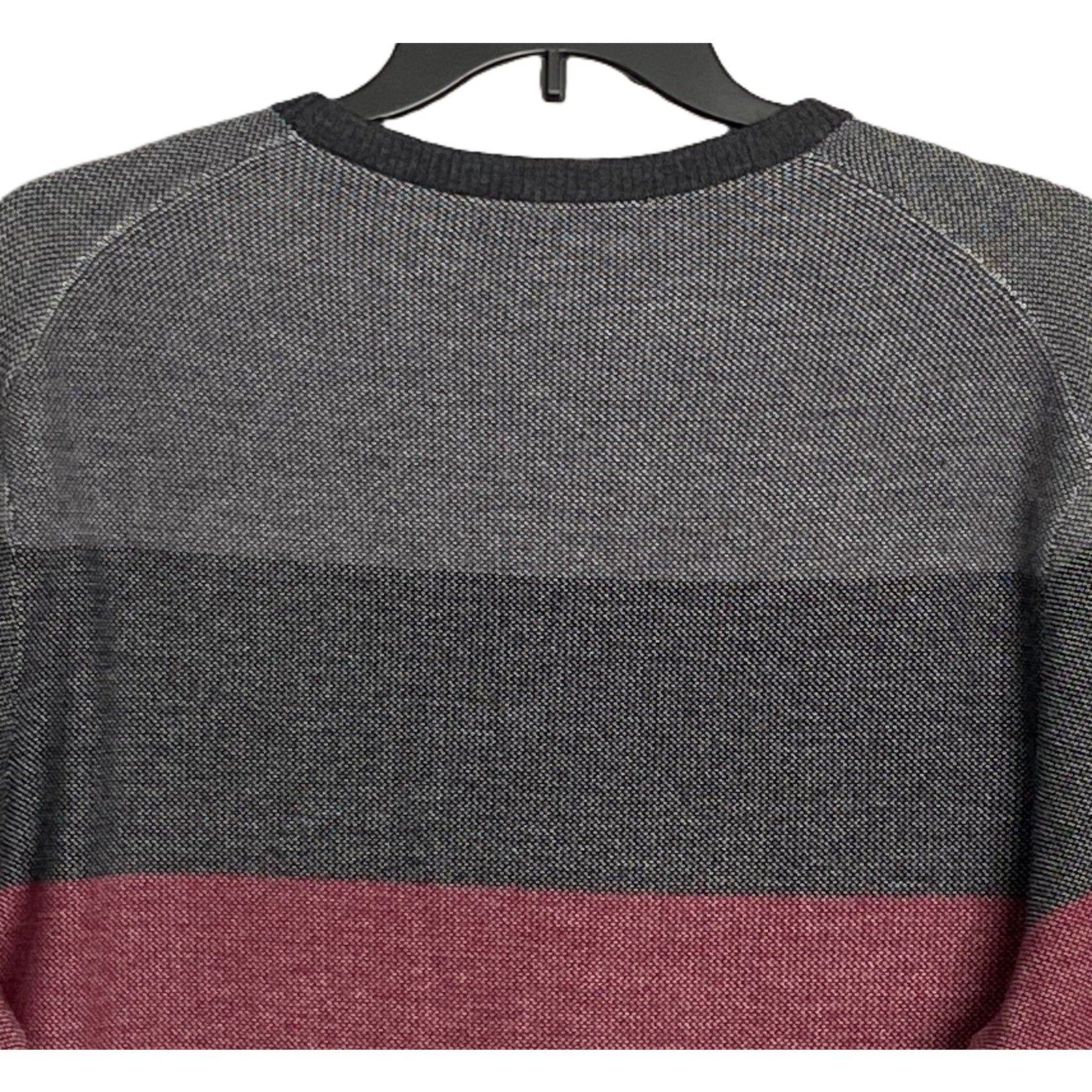 Daniel Cremieux Pullover Sweater Men's XL Fine Merino Wool Gray Burgundy