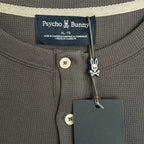 Psycho Bunny Henley T-Shirt Men's XL Long Sleeve Chest Pocket Dark Gray