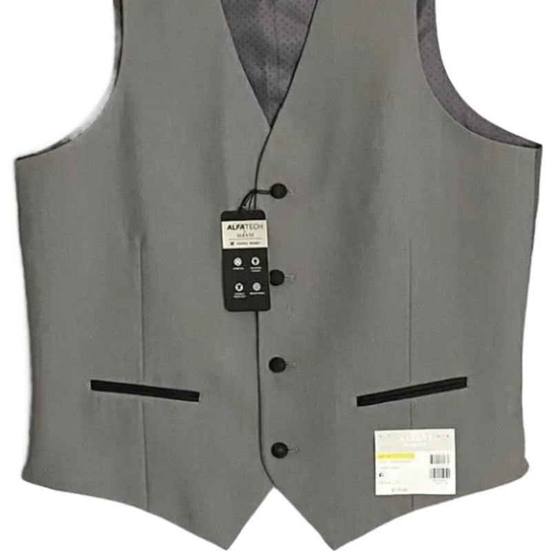 Alfani Vest Men's Small Tuxedo Vest Slim Fit Stretch Fabric Grey & Black