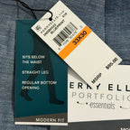 Perry Ellis Portfolio Pants Men's 33"x30" Modern Fit Linen Blend Blueprint