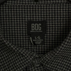 BDG Button-Up Shirt Men's Large Long Sleeve Gray Micro-Houndstooth