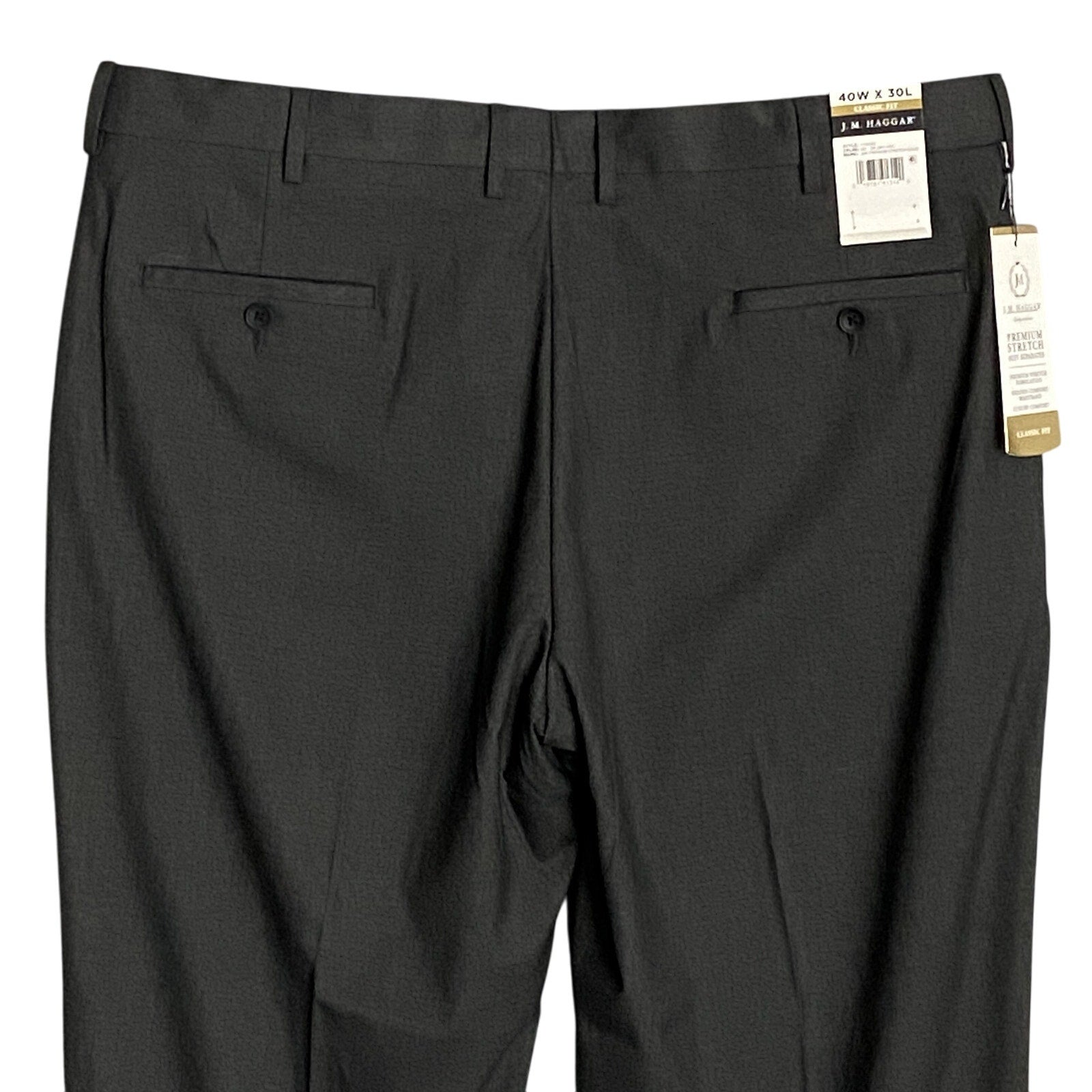 Haggar Premium Suit Pants Men's 40x30 Classic Fit Stretch Fabric Gray