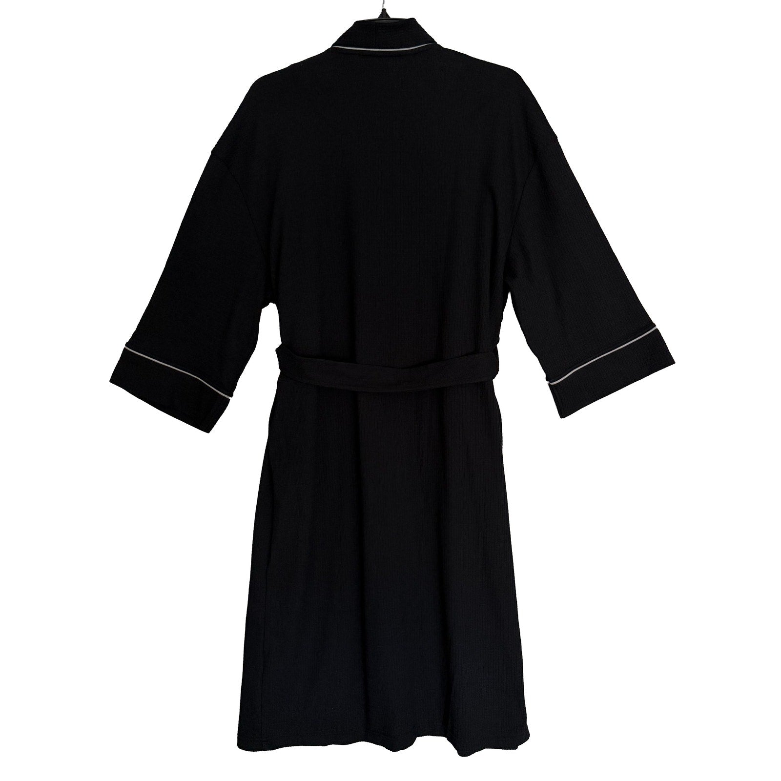 Majestic International Robe Men's XL/XXL Kimono Robe Knit Waffle Black