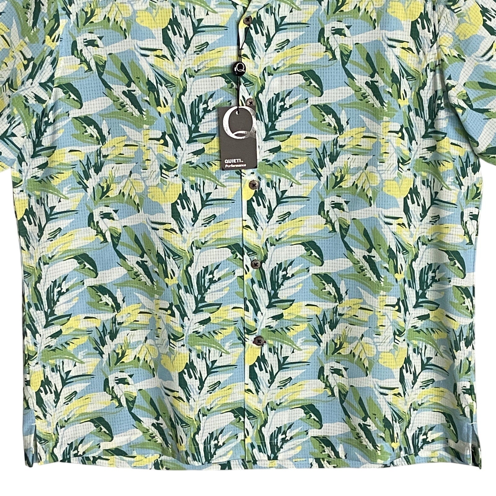 Quieti Performance Shirt Men's XL Short Sleeve Button-Up Shirt Leaf Print