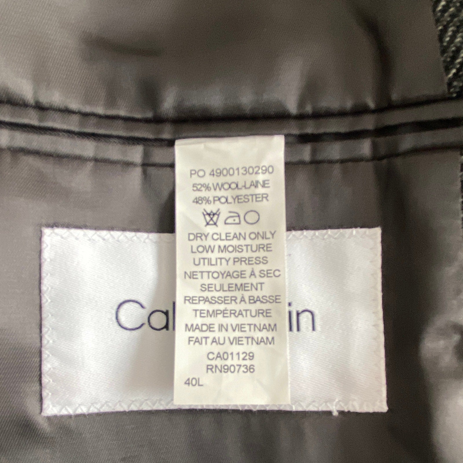 Calvin Klein Sport Coat Slim-Fit Wool Black/White Herringbone Men's 40 Long