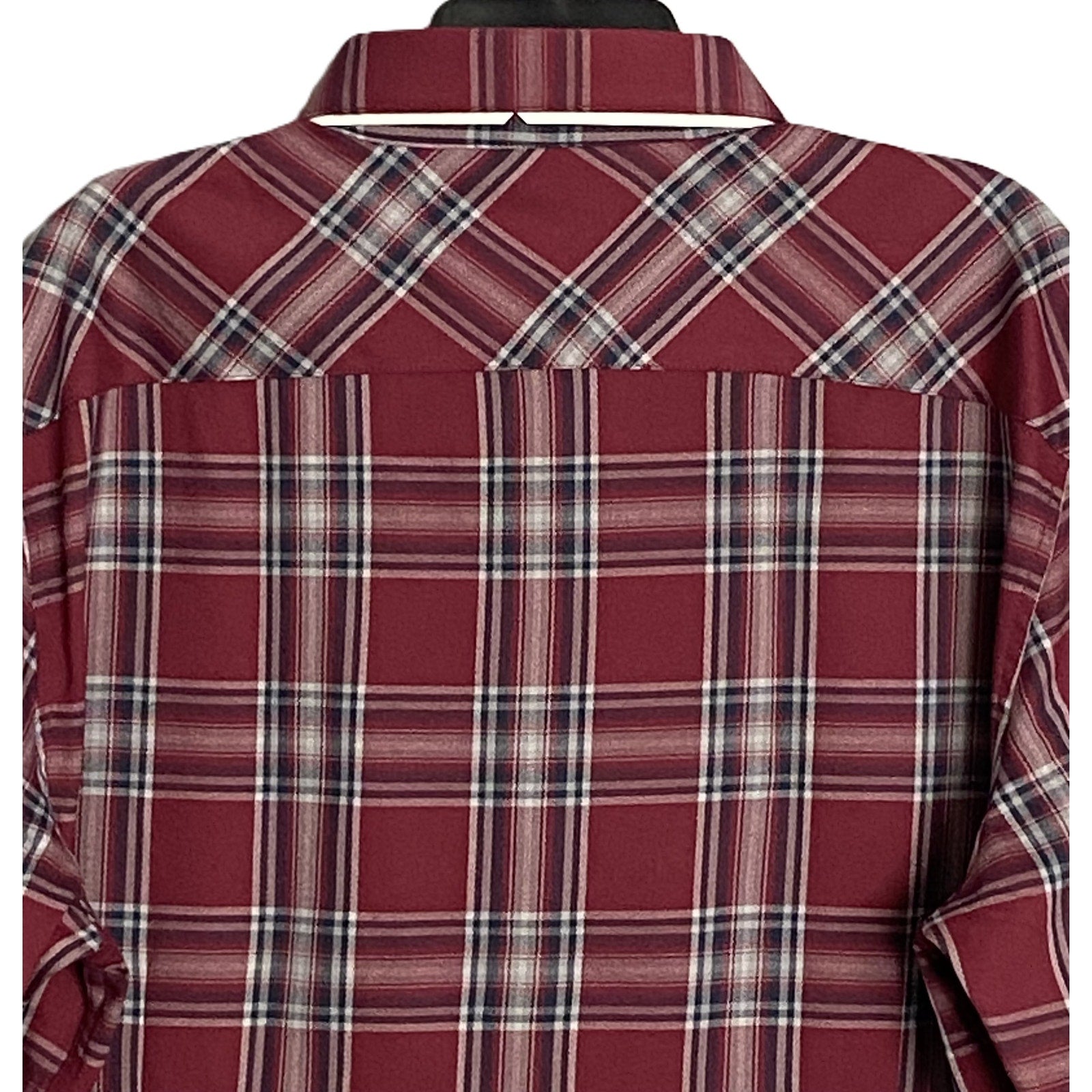 Mizzen+Main Men's XXL Trim Fit City Flannel Twill Shirt Burgundy Plaid