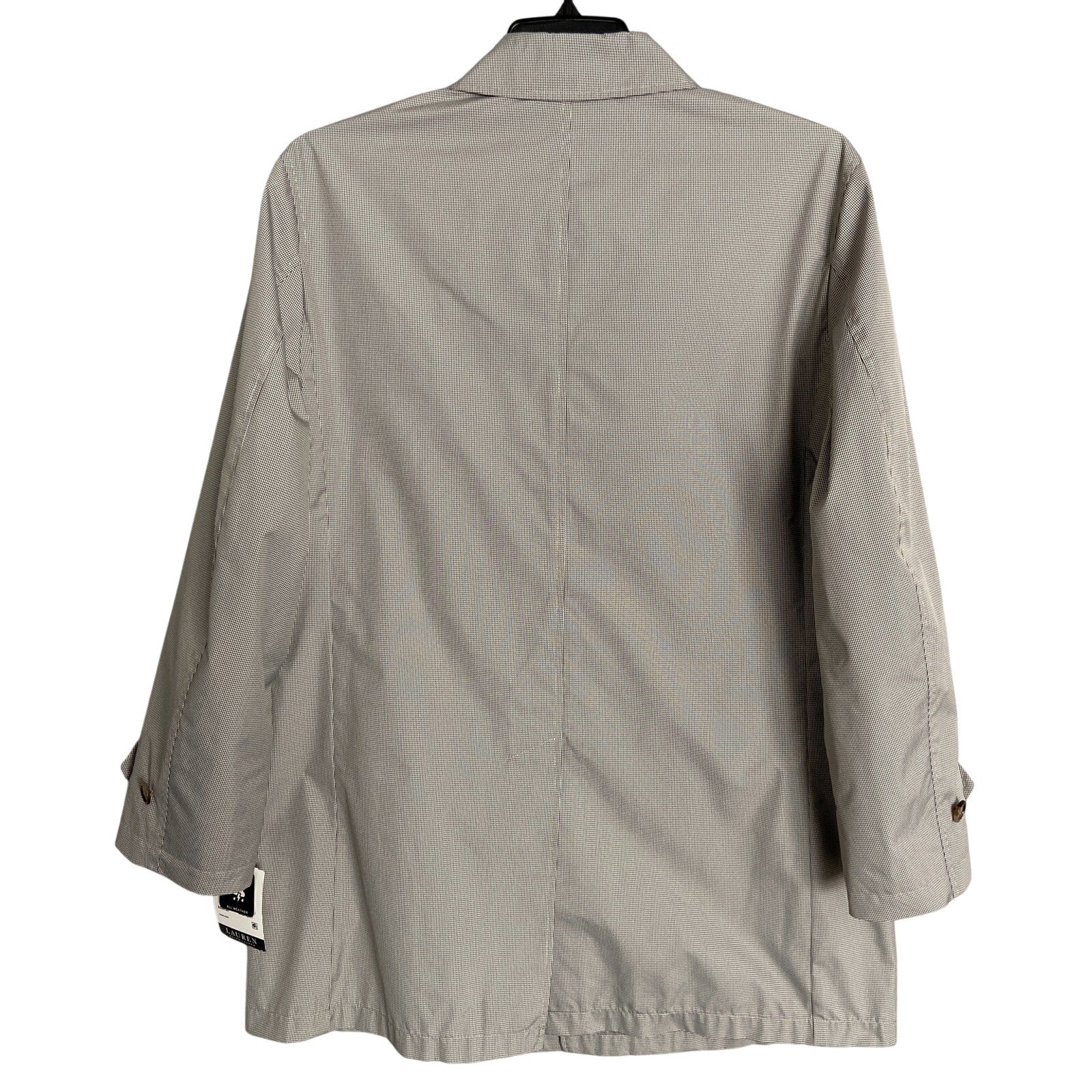 Lauren Ralph Lauren Coat Men's 40 Short All Weather Cream Brown Houndstooth