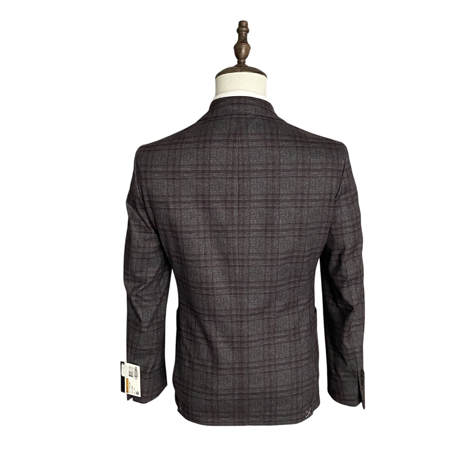 Bar III Men's 36R Slim Fit Sport Coat Stretch Unlined Brown Plaid