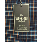 Roundtree & Yorke Men's Weekend Oxford Shirt 3XB Big & Tall Dk Blue Gingham NWT