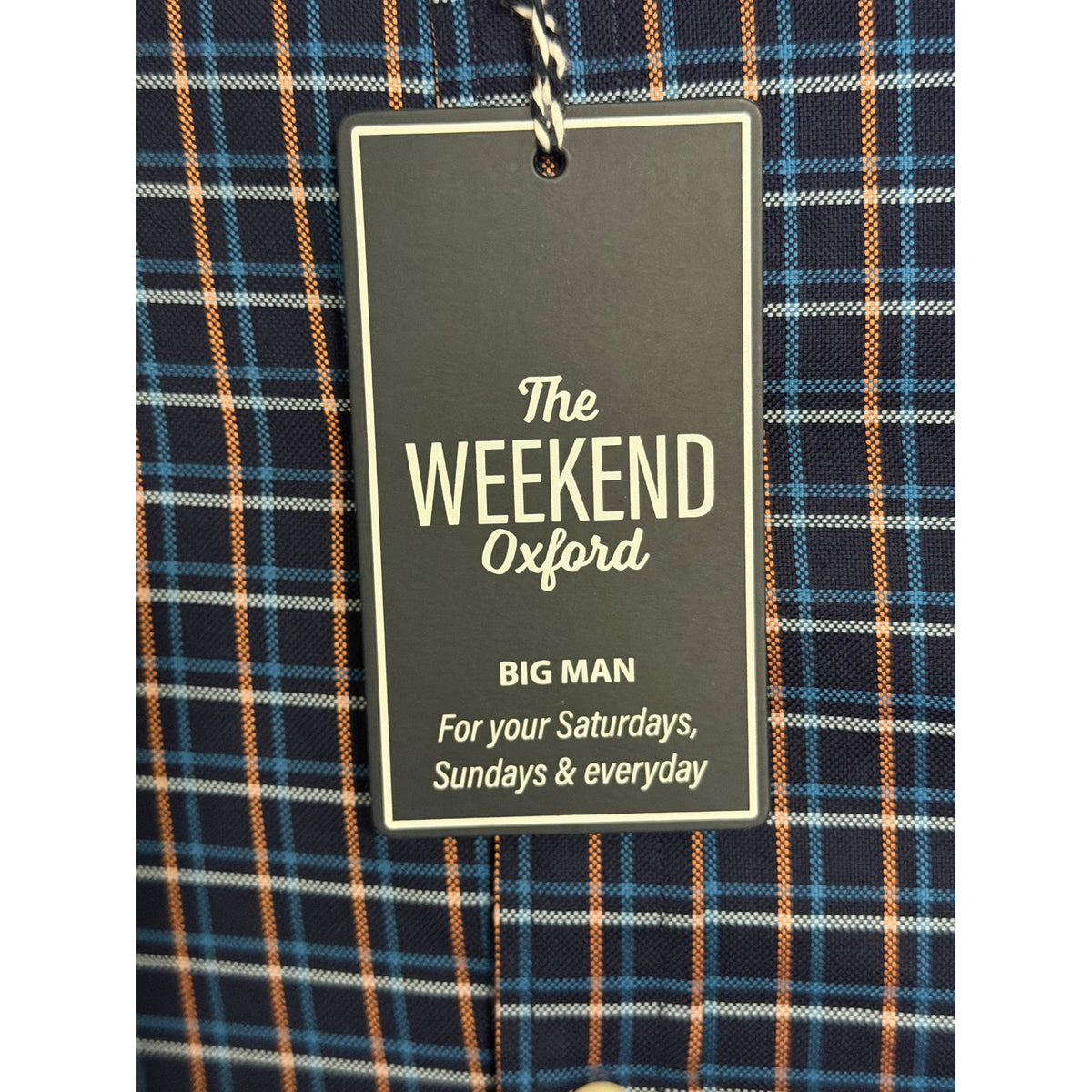 Roundtree & Yorke Men's Weekend Oxford Shirt 3XB Big & Tall Dk Blue Gingham NWT