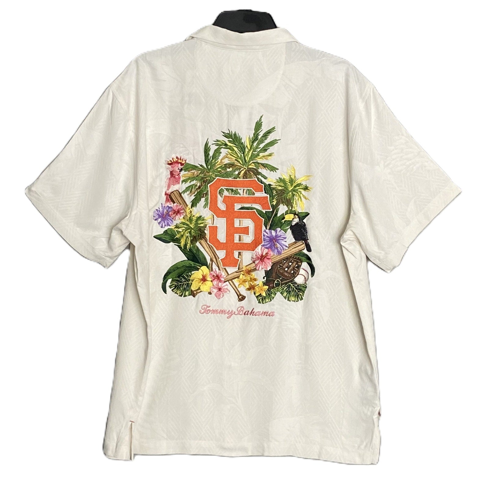 Tommy Bahama Silk Shirt Men's Large "Go Big or Go Home Camp" MLB SF Giants